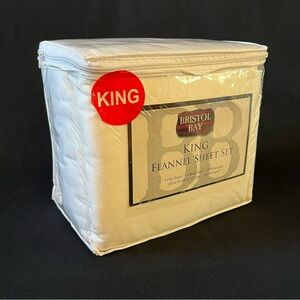 Bristol Bay Off White Ivory Cream King Flannel 100% Cotton SOFT Sheet Set NEW